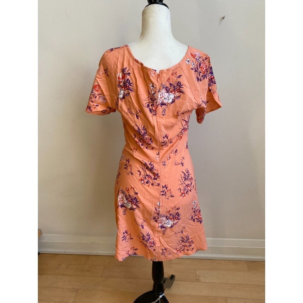 Abound Women coral floral skater Dress BNWOT  vneck - Picture 4 of 7